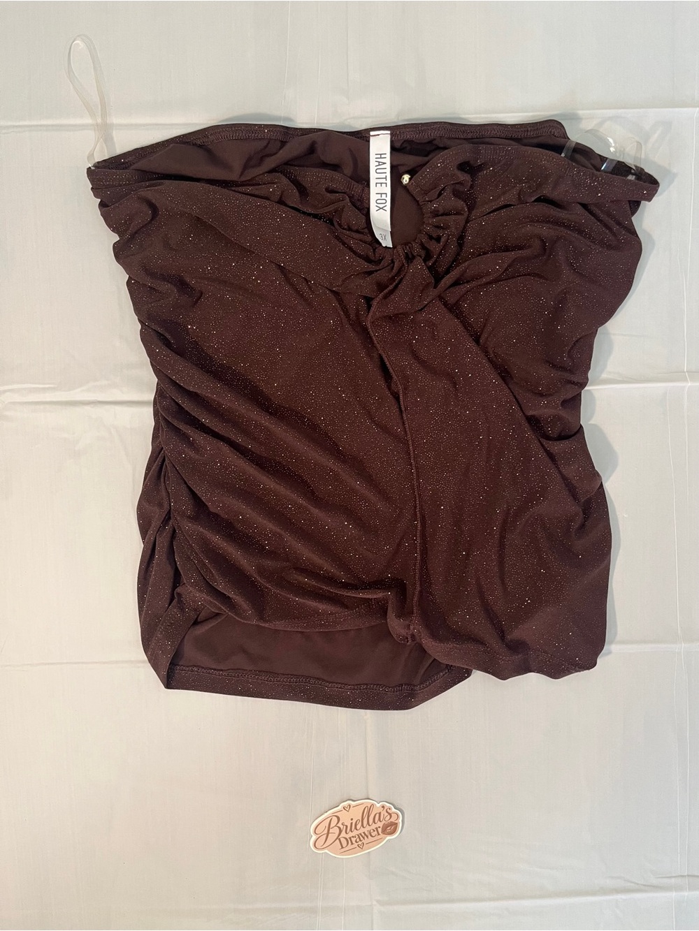 Plus size size 3XL Women's Sparkle Brown Strapless Top